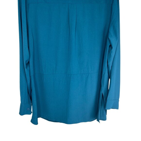 Grace Karin Teal Button-Up Blouse W/ Tie Front & Collared Neckline 2XL - Picture 5 of 16